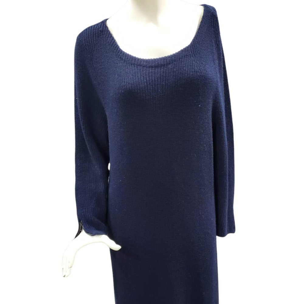 ❄️ Loft Women's Large Navy Blue Long Sleeve Sweater Dress